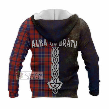 Wishart Tartan Family Crest Knitted Hoodie Alba Gu Brath Be Brave Lion Ancient Style - Tartan Vibes Clothing
