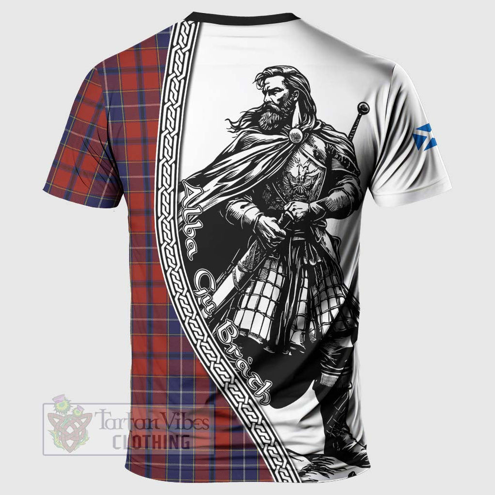 Tartan Vibes Clothing Wishart Tartan Clan Crest T-Shirt with Highlander Warrior Celtic Style