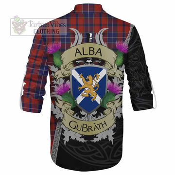 Wishart Tartan Family Crest Ghillie Kilt Shirt Lion Rampant Royal Thistle Shield Celtic Inspired - Tartan Vibes Clothing