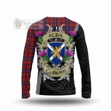Wishart Tartan Family Crest Long Sleeve T-Shirt Lion Rampant Royal Thistle Shield Celtic Inspired - Tartan Vibes Clothing