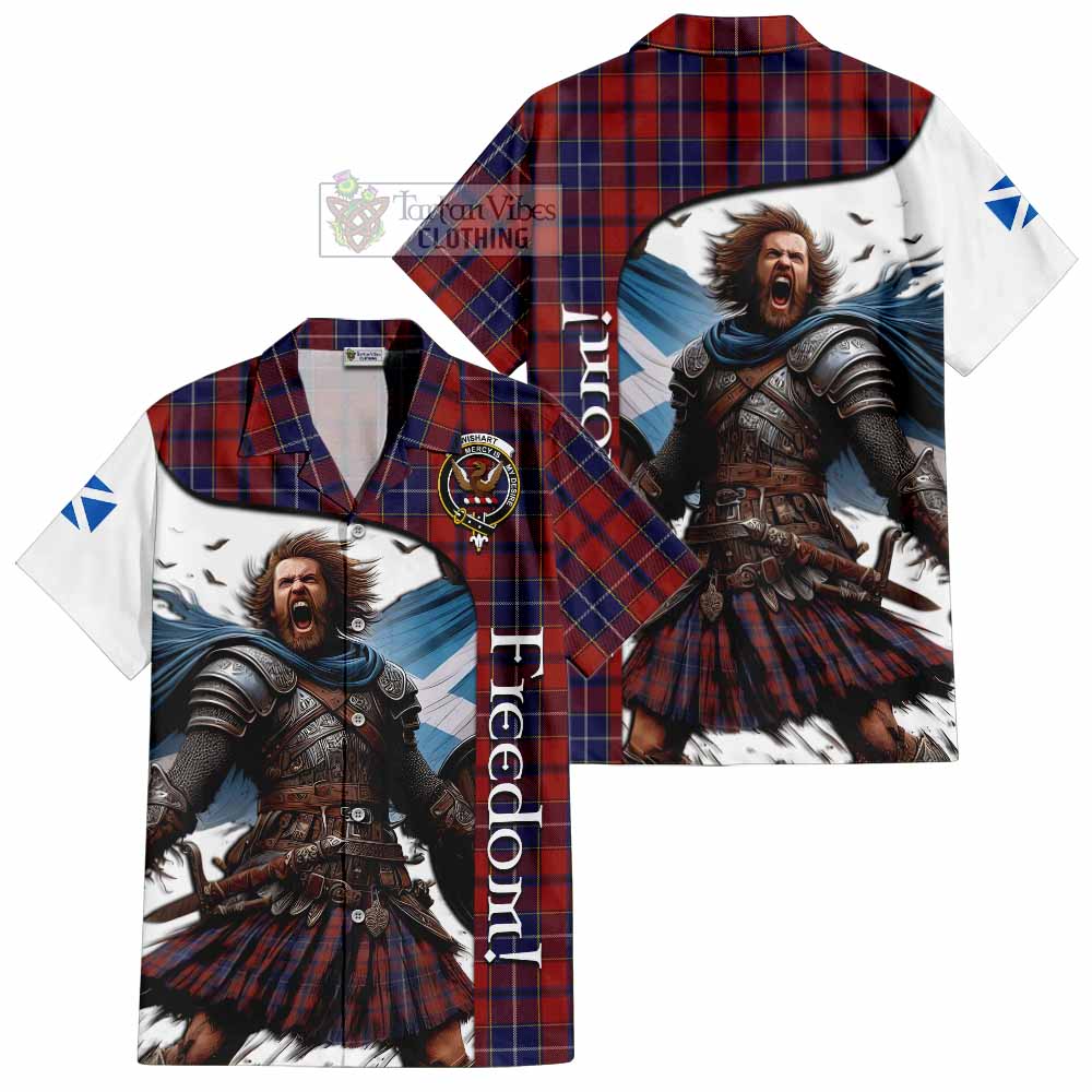 Tartan Vibes Clothing Wishart Crest Tartan Short Sleeve Button Shirt Inspired by the Freedom of Scottish Warrior