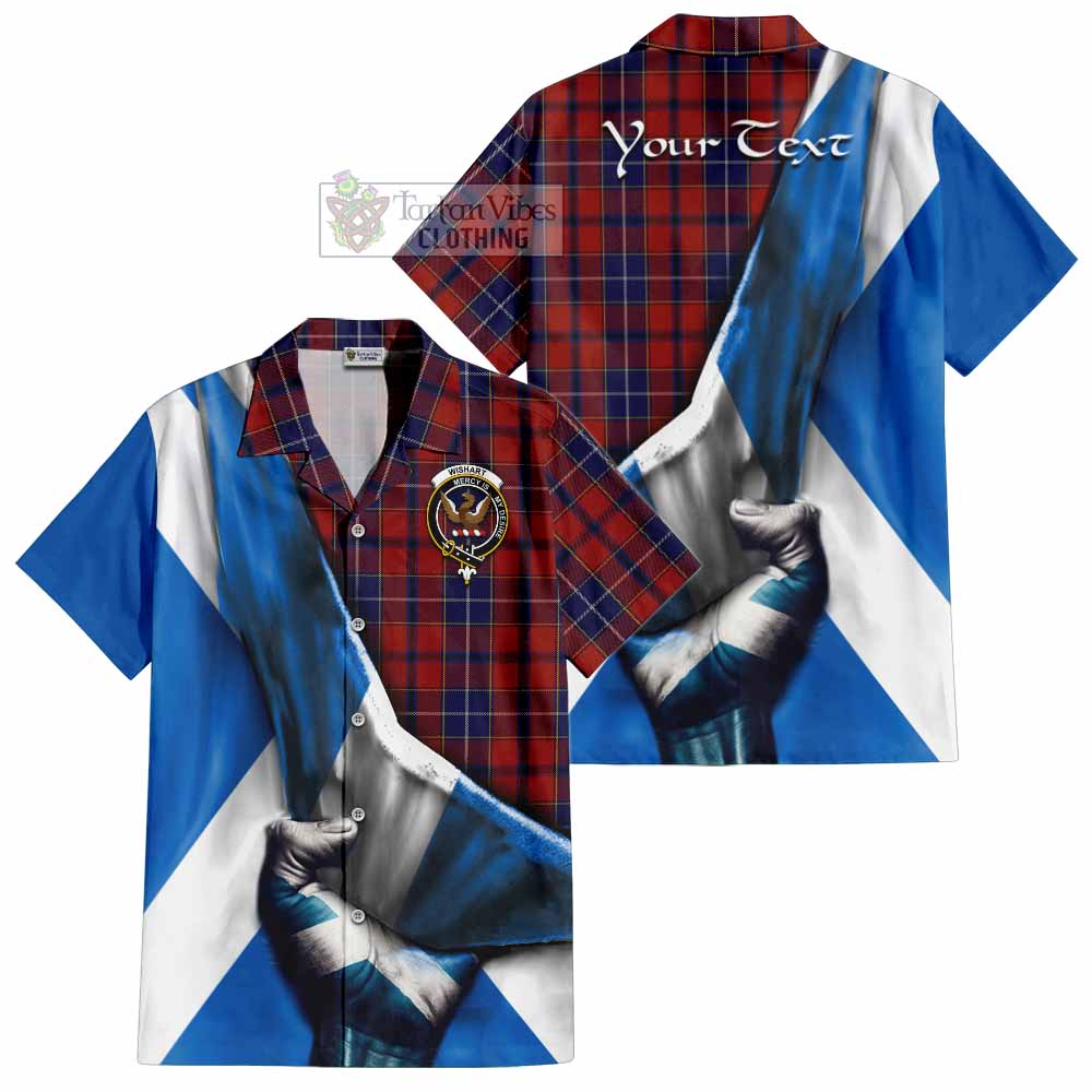 Tartan Vibes Clothing Wishart Tartan Short Sleeve Button Shirt with Family Crest Scotland Patriotic Style