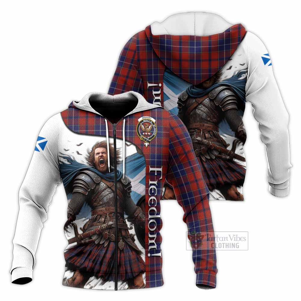 Tartan Vibes Clothing Wishart Crest Tartan Knitted Hoodie Inspired by the Freedom of Scottish Warrior