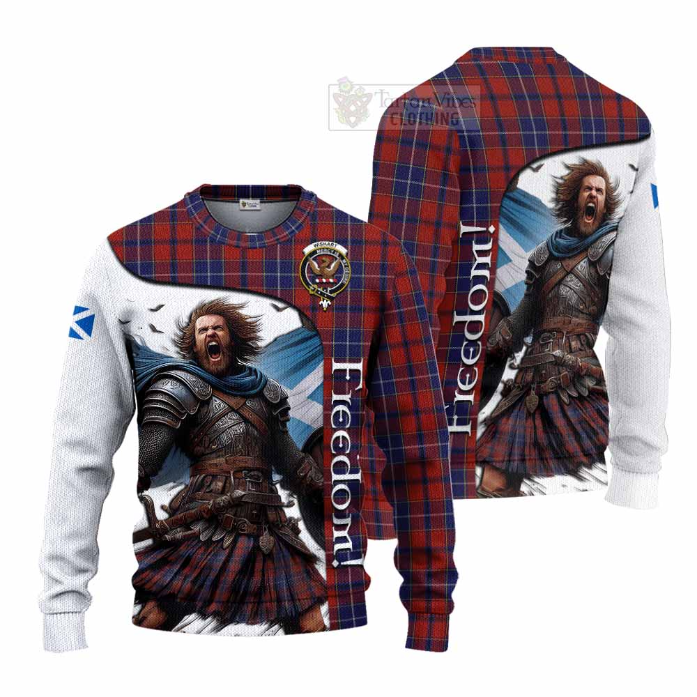 Tartan Vibes Clothing Wishart Crest Tartan Knitted Sweater Inspired by the Freedom of Scottish Warrior