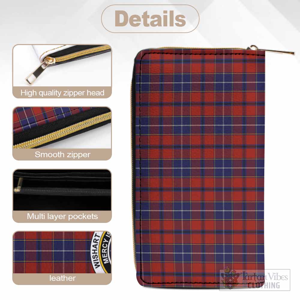 Wishart Tartan Women's Leather Wallet with Family Crest - Tartan Vibes Clothing
