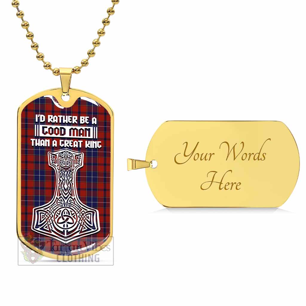 Wishart Tartan Dog Tag Necklace Viking Mjolnir Style Gold Yes - Tartan Vibes Clothing