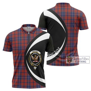 Wishart Dress Tartan Zipper Polo Shirt with Family Crest Circle Style