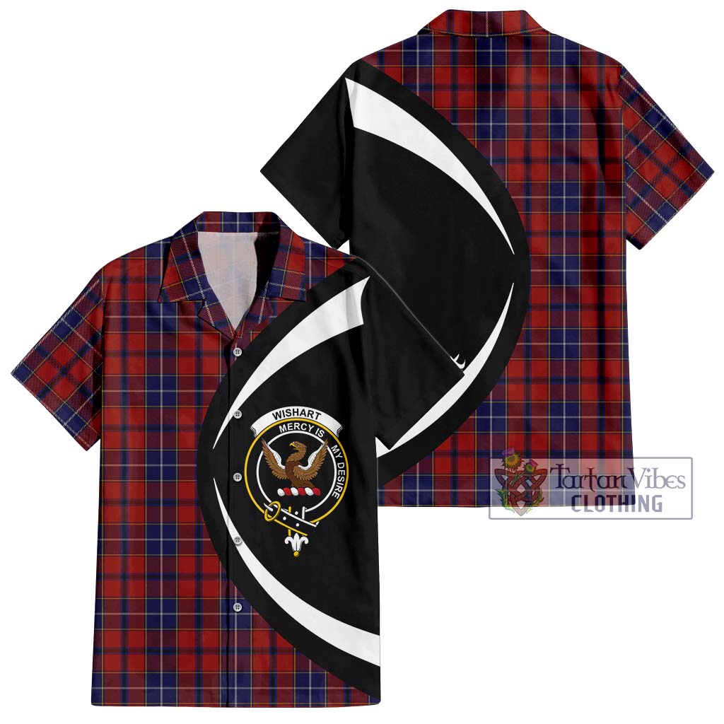 Wishart Tartan Short Sleeve Button Up with Family Crest Circle Style Kid - Tartan Vibes Clothing