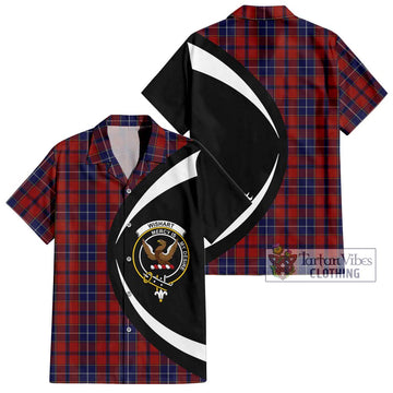 Wishart Tartan Short Sleeve Button Up with Family Crest Circle Style