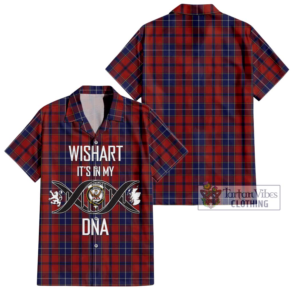 Tartan Vibes Clothing Wishart Dress Tartan Short Sleeve Button Shirt with Family Crest DNA In Me Style