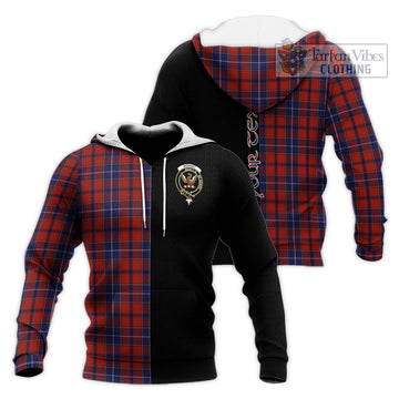 Wishart Tartan Knitted Hoodie with Family Crest and Half Of Me Style