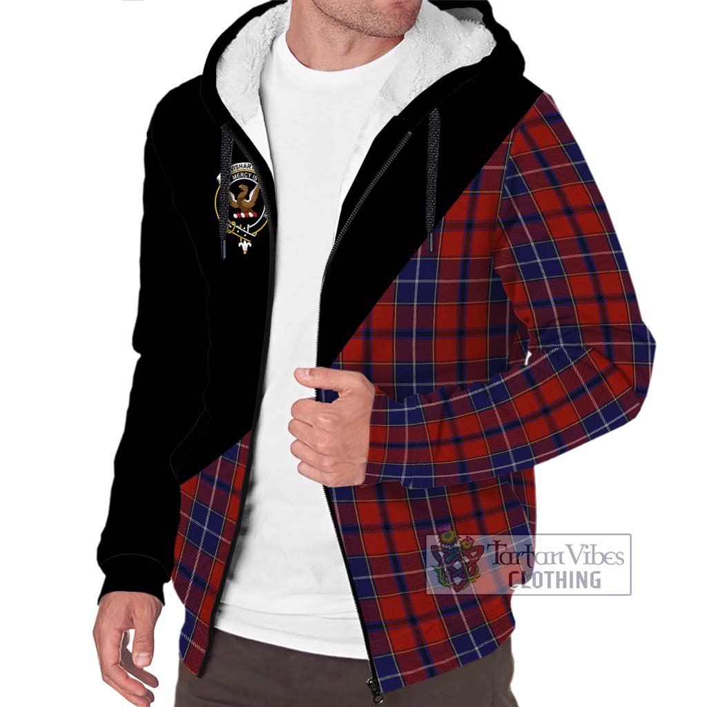 Tartan Vibes Clothing Wishart Dress Tartan Sherpa Hoodie with Family Crest and Military Logo Style