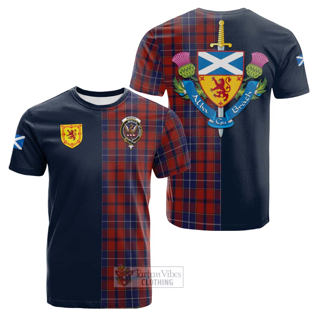 Tartan Vibes Clothing Wishart Dress Tartan Cotton T-shirt with Scottish Lion Royal Arm Half Style