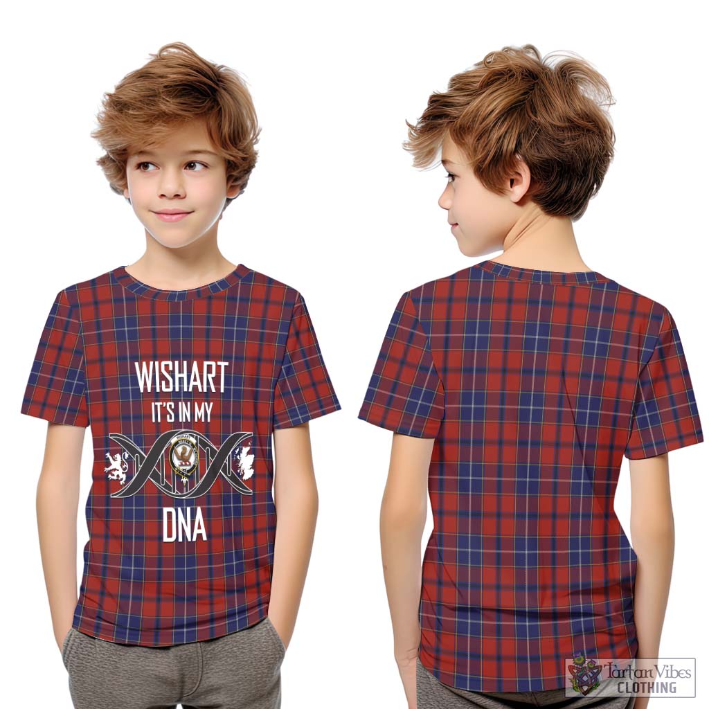 Tartan Vibes Clothing Wishart Dress Tartan Kid T-Shirt with Family Crest DNA In Me Style