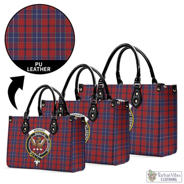 Wishart Tartan Luxury Leather Handbags with Family Crest