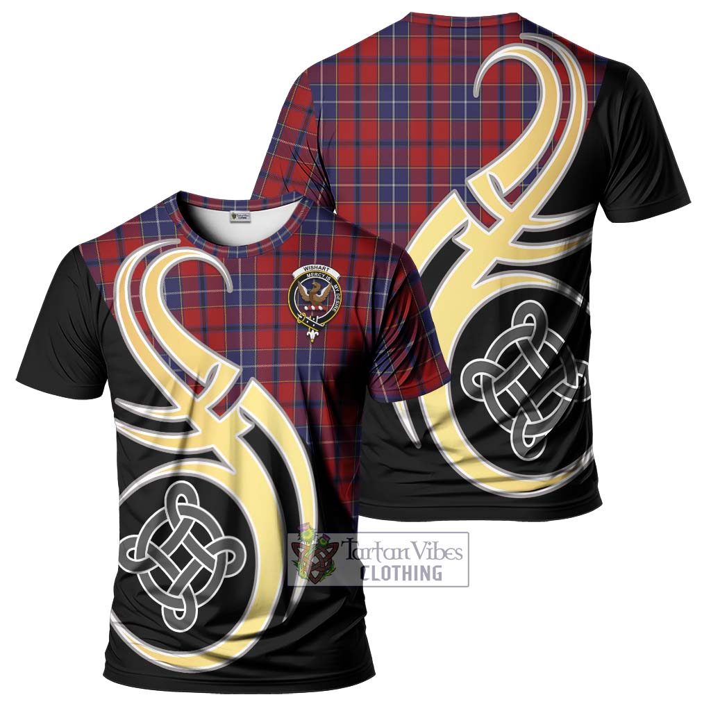Tartan Vibes Clothing Wishart Dress Tartan T-Shirt with Family Crest and Celtic Symbol Style