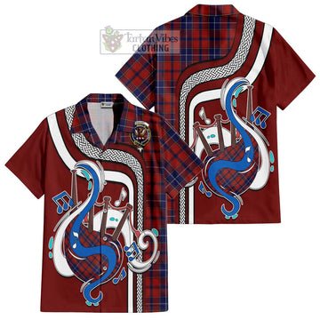 Wishart Tartan Short Sleeve Button Shirt with Epic Bagpipe Style