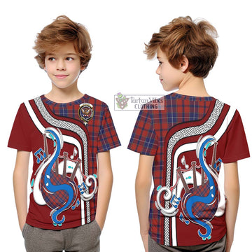 Wishart Tartan Kid T-Shirt with Epic Bagpipe Style