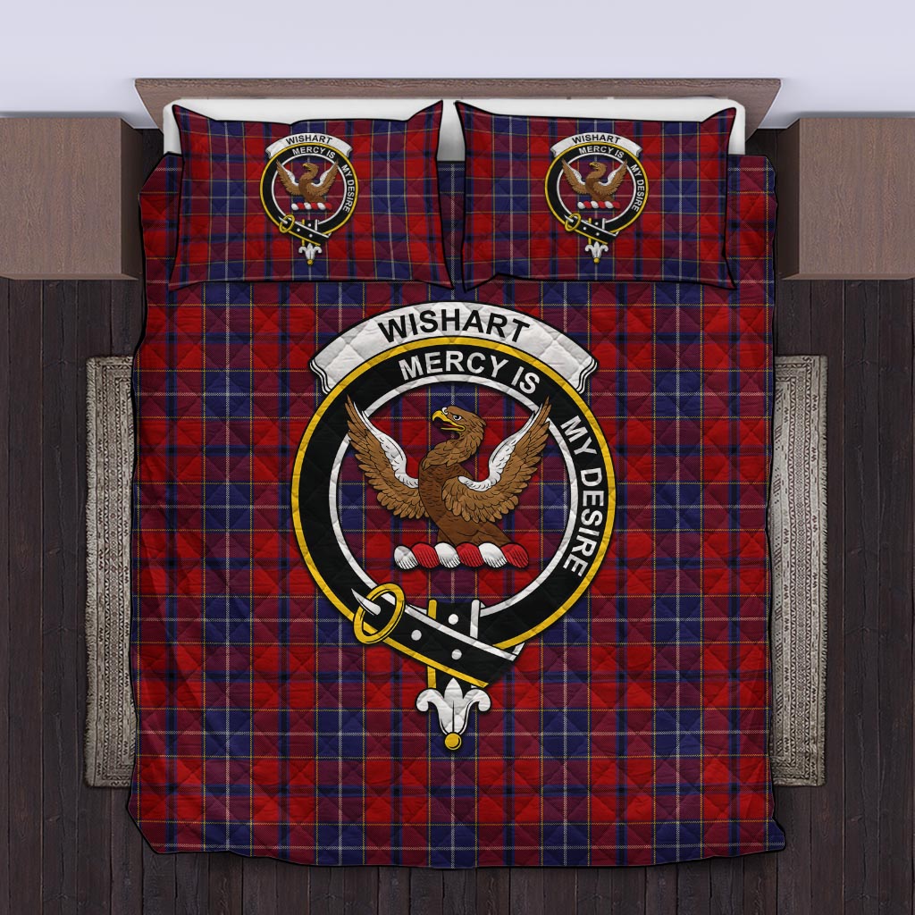 Wishart Dress Tartan Quilt Bed Set with Family Crest