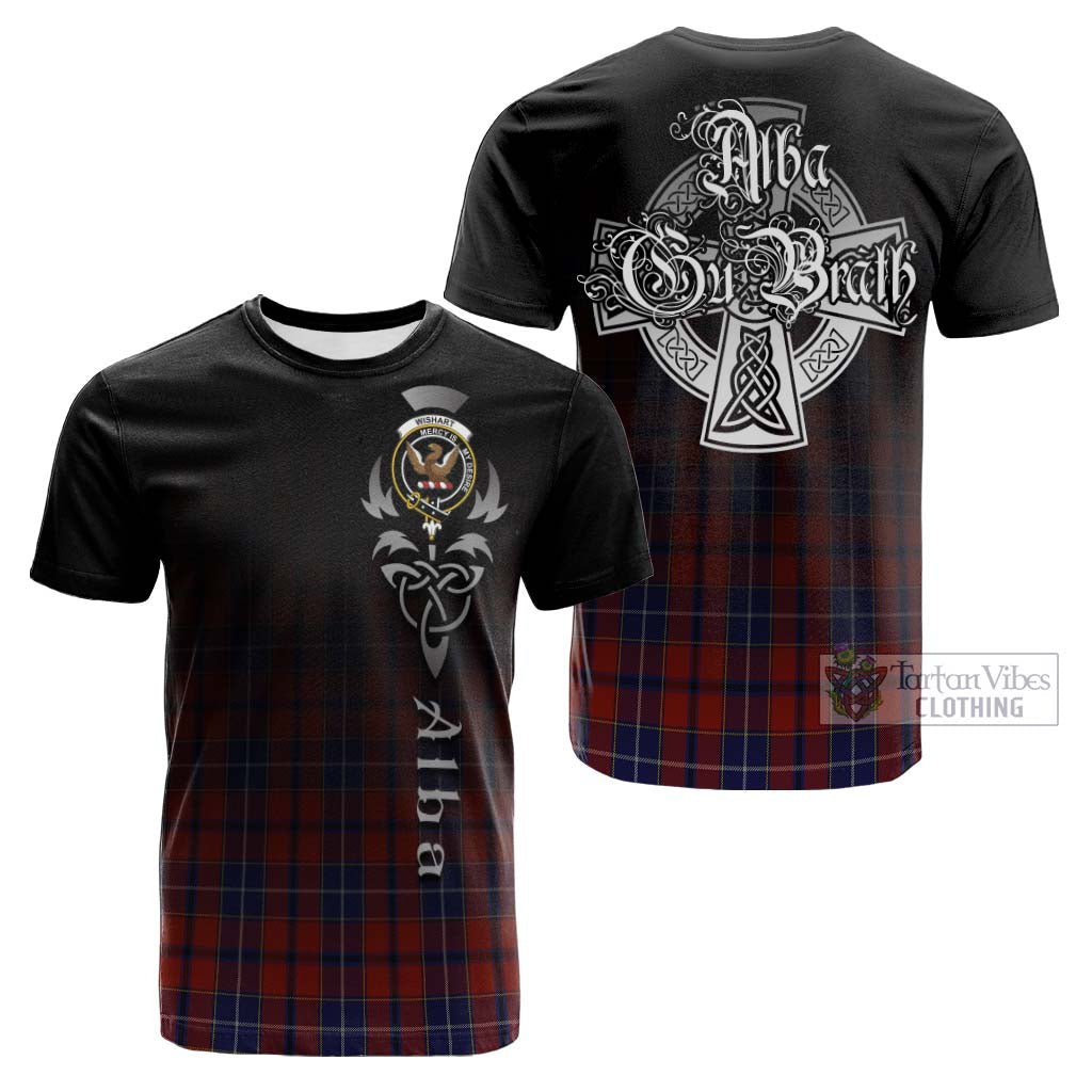 Tartan Vibes Clothing Wishart Dress Tartan Cotton T-shirt Featuring Alba Gu Brath Family Crest Celtic Inspired