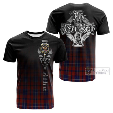 Wishart Tartan Cotton T-shirt Featuring Alba Gu Brath Family Crest Celtic Inspired