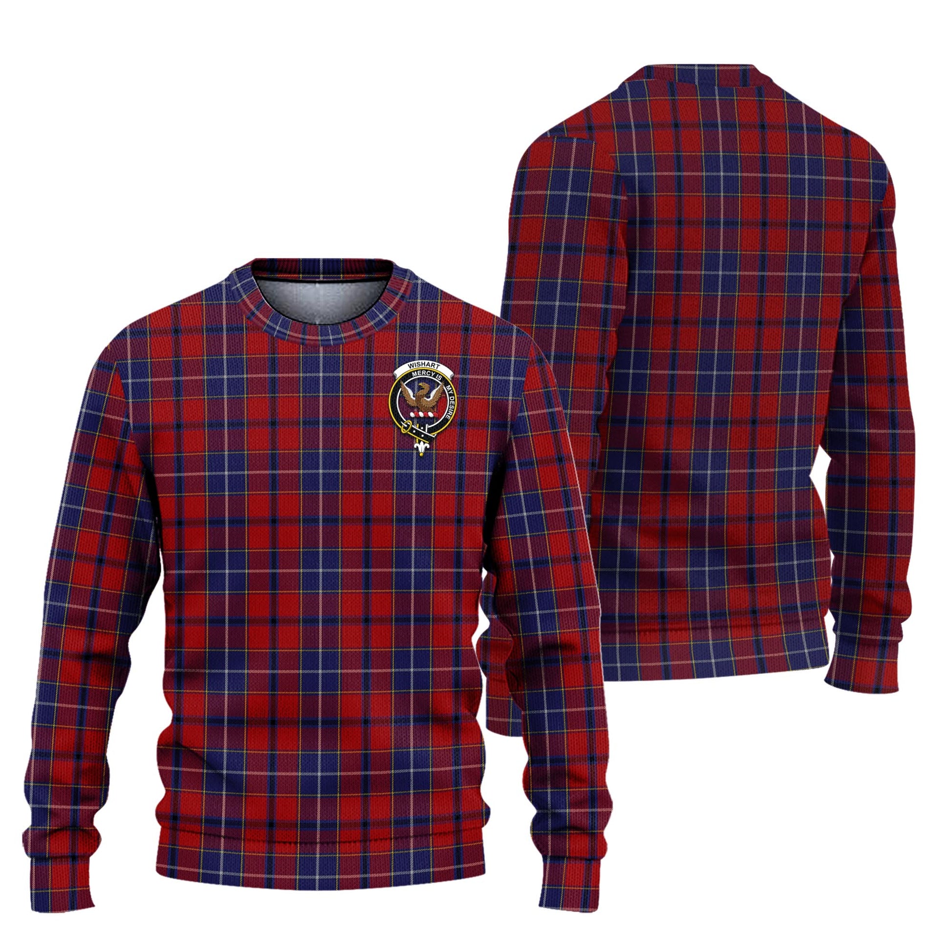 Wishart Dress Tartan Knitted Sweater with Family Crest Unisex - Tartanvibesclothing