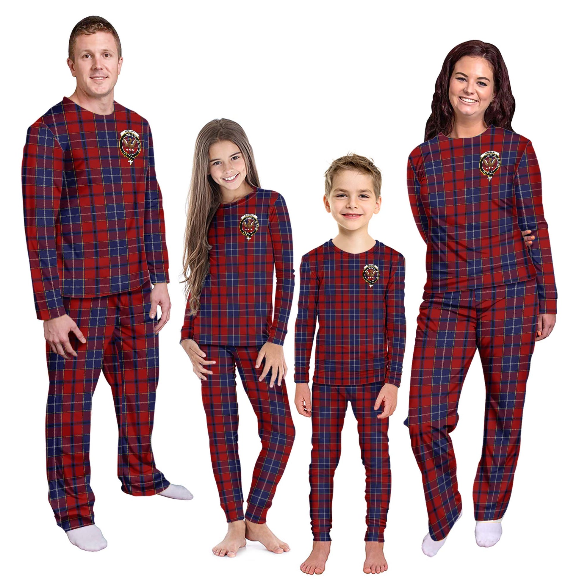 Wishart Dress Tartan Pajamas Family Set with Family Crest - Tartanvibesclothing