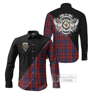 Wishart Tartan Long Sleeve Button Shirt with Family Crest and Military Logo Style