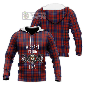 Wishart Tartan Knitted Hoodie with Family Crest DNA In Me Style