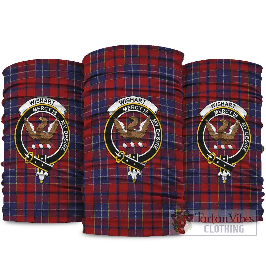 Wishart Dress Tartan Neck Gaiters, Tartan Bandanas, Tartan Head Band with Family Crest