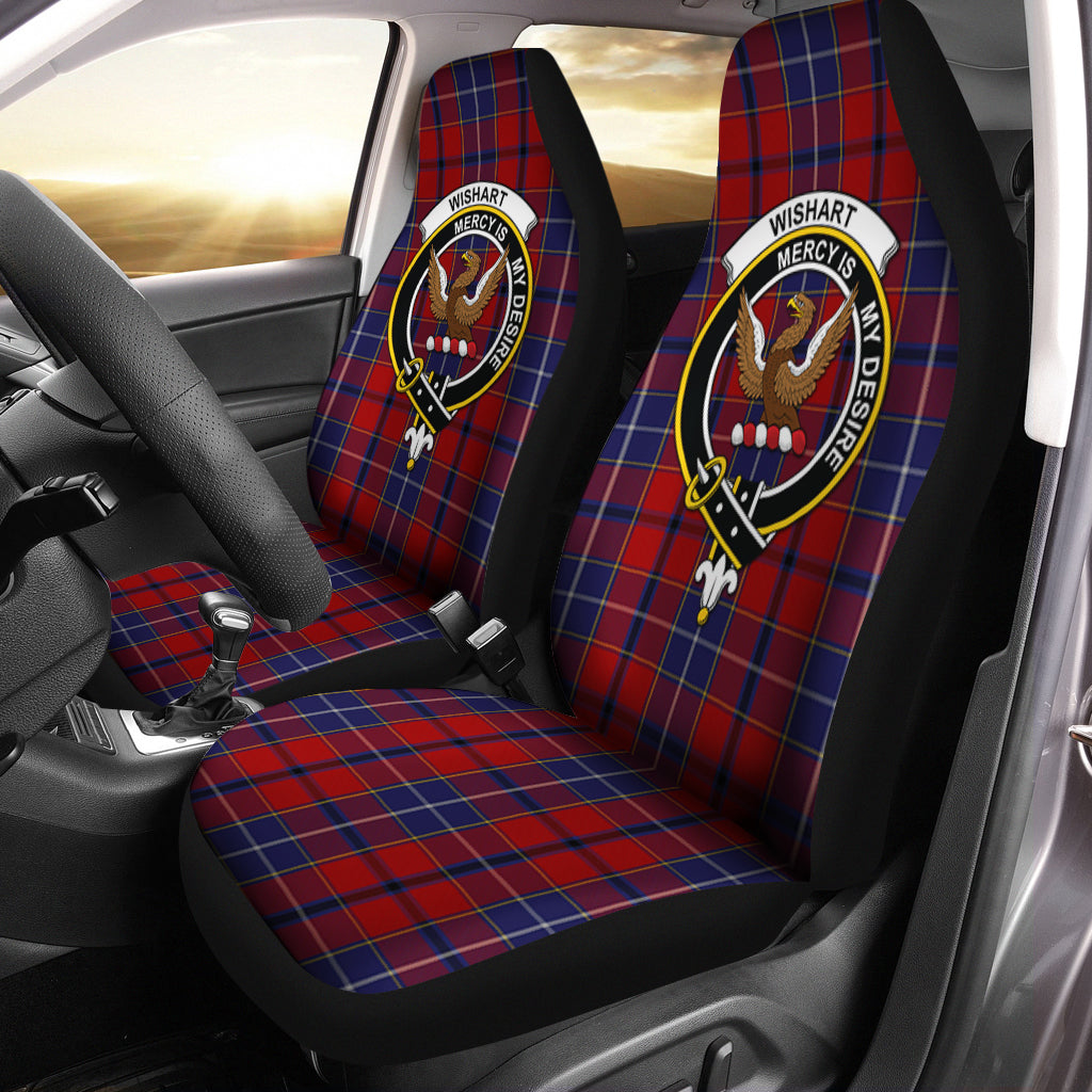 Wishart Dress Tartan Car Seat Cover with Family Crest One Size - Tartanvibesclothing