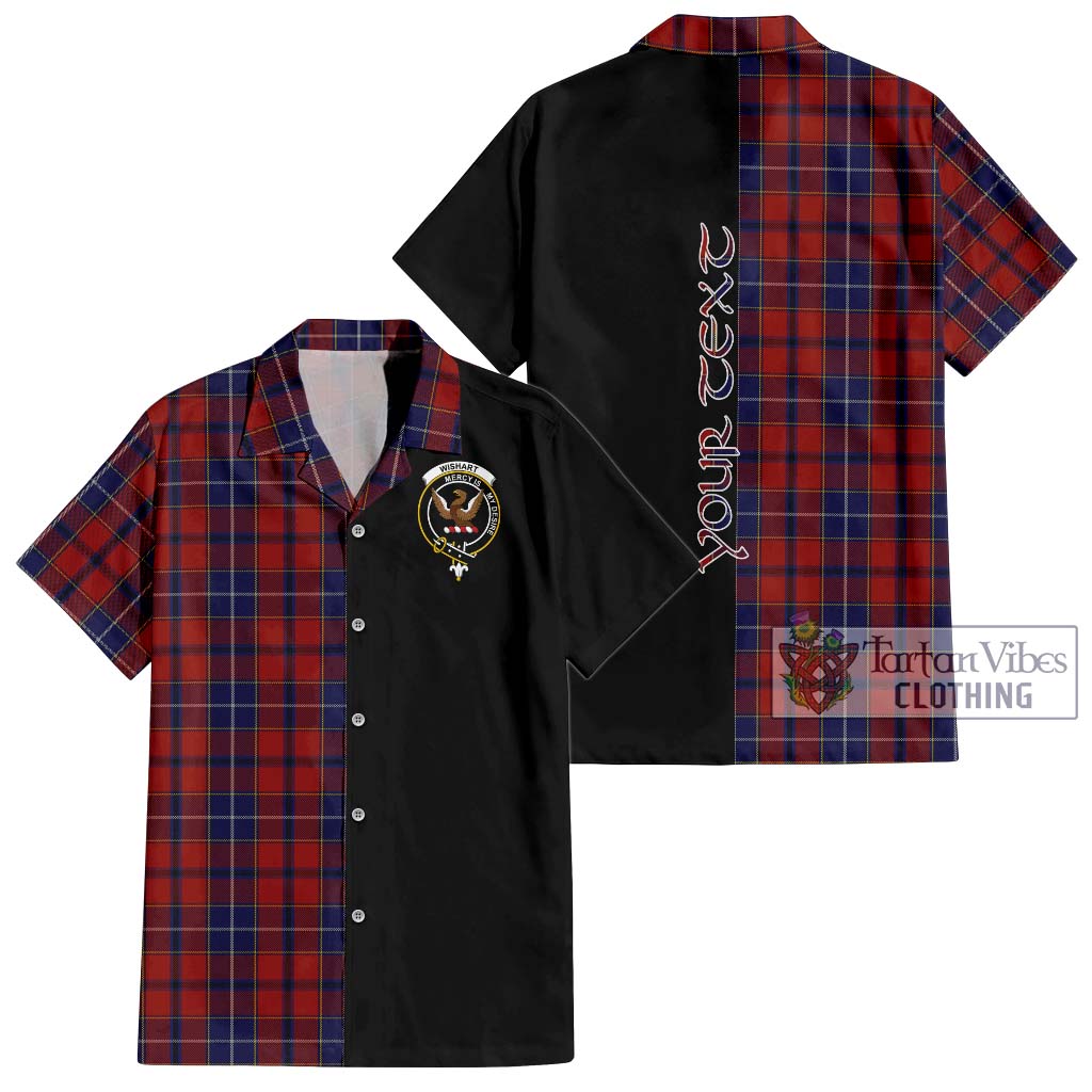 Tartan Vibes Clothing Wishart Dress Tartan Short Sleeve Button Shirt with Family Crest and Half Of Me Style