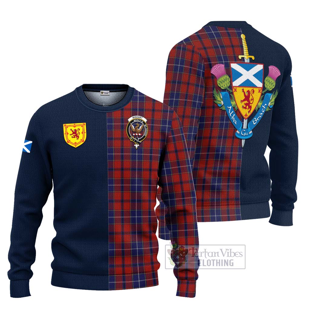 Tartan Vibes Clothing Wishart Dress Tartan Knitted Sweater with Scottish Lion Royal Arm Half Style