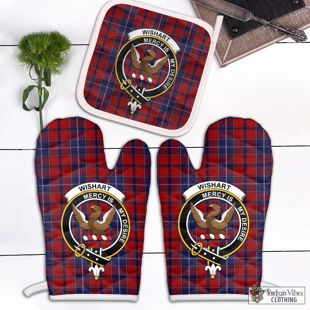 Tartan Vibes Clothing Wishart Dress Tartan Combo Oven Mitt & Pot-Holder with Family Crest