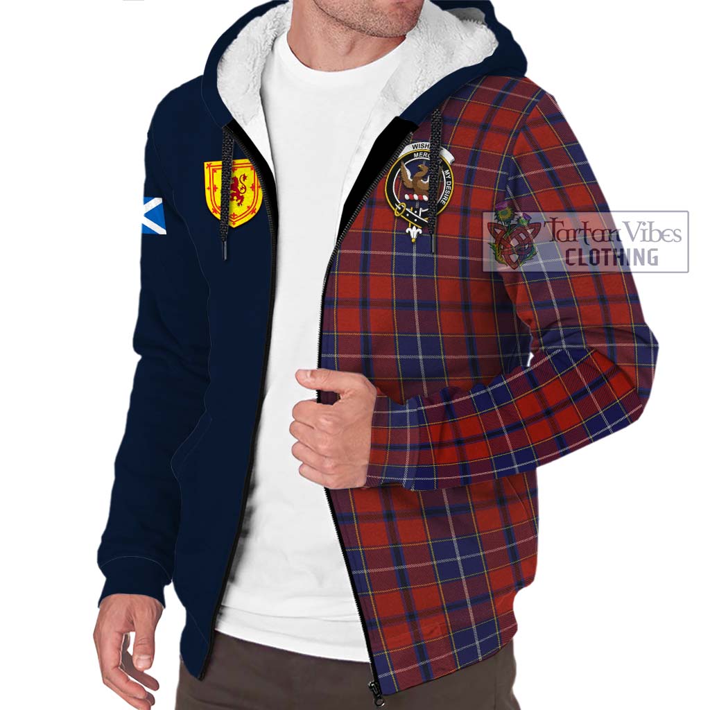 Tartan Vibes Clothing Wishart Dress Tartan Sherpa Hoodie with Scottish Lion Royal Arm Half Style