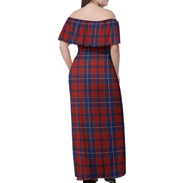 Wishart Tartan Off Shoulder Long Dress