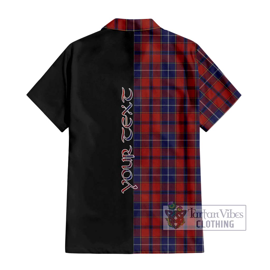 Tartan Vibes Clothing Wishart Dress Tartan Short Sleeve Button Shirt with Family Crest and Half Of Me Style