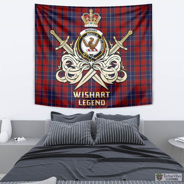 Wishart Tartan Tapestry with Clan Crest and the Golden Sword of Courageous Legacy