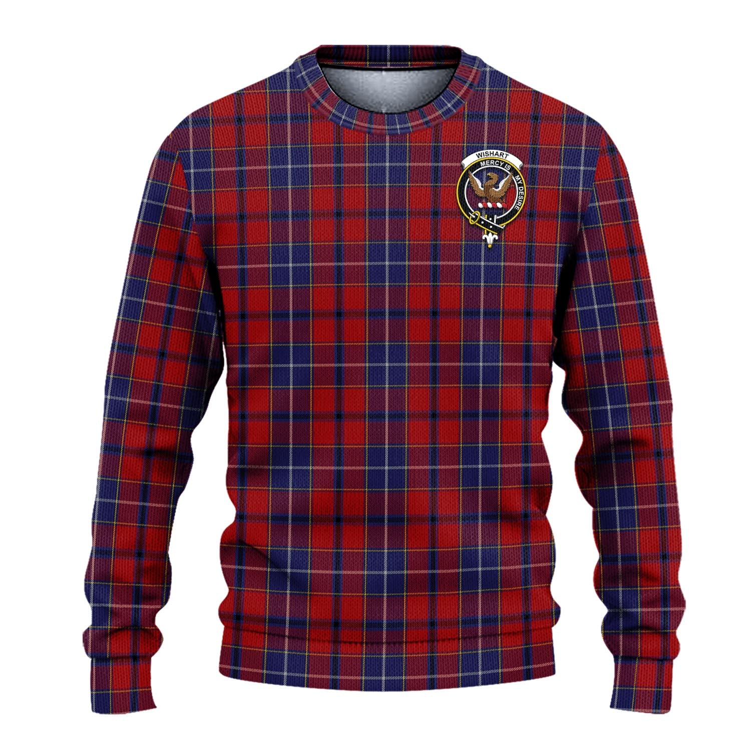 Wishart Dress Tartan Knitted Sweater with Family Crest - Tartanvibesclothing