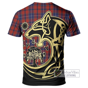 Wishart Dress Tartan T-Shirt with Family Crest Celtic Wolf Style