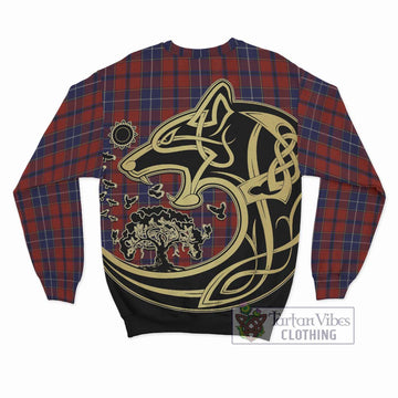 Wishart Dress Tartan Sweatshirt with Family Crest Celtic Wolf Style