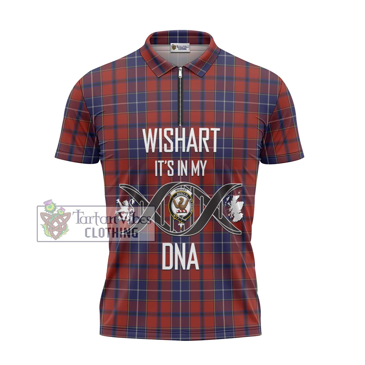 Tartan Vibes Clothing Wishart Dress Tartan Zipper Polo Shirt with Family Crest DNA In Me Style