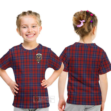 Wishart Tartan Kid T-Shirt with Family Crest