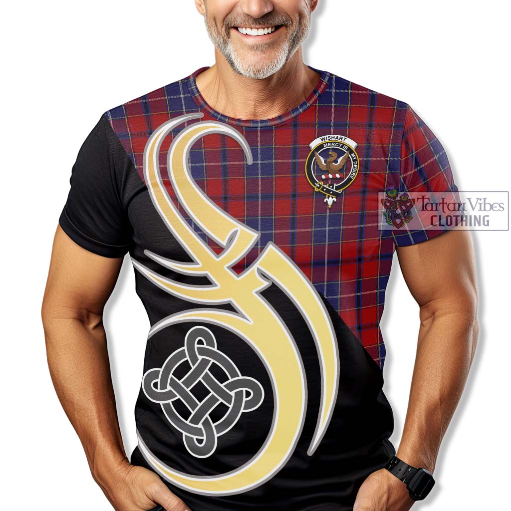 Tartan Vibes Clothing Wishart Dress Tartan T-Shirt with Family Crest and Celtic Symbol Style
