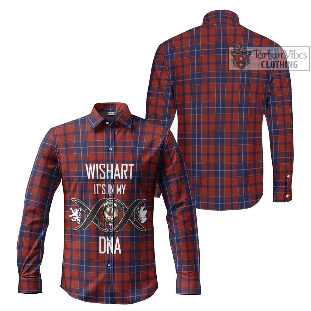 Tartan Vibes Clothing Wishart Dress Tartan Long Sleeve Button Shirt with Family Crest DNA In Me Style