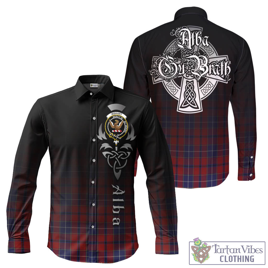 Tartan Vibes Clothing Wishart Dress Tartan Long Sleeve Button Up Featuring Alba Gu Brath Family Crest Celtic Inspired