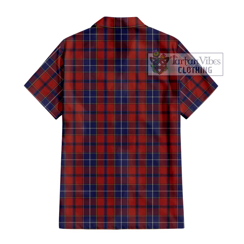 Tartan Vibes Clothing Wishart Dress Tartan Short Sleeve Button Shirt with Family Crest DNA In Me Style