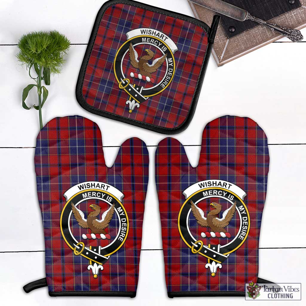 Tartan Vibes Clothing Wishart Dress Tartan Combo Oven Mitt & Pot-Holder with Family Crest