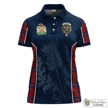Wishart Dress Tartan Women's Polo Shirt with Family Crest and Scottish Thistle Vibes Sport Style