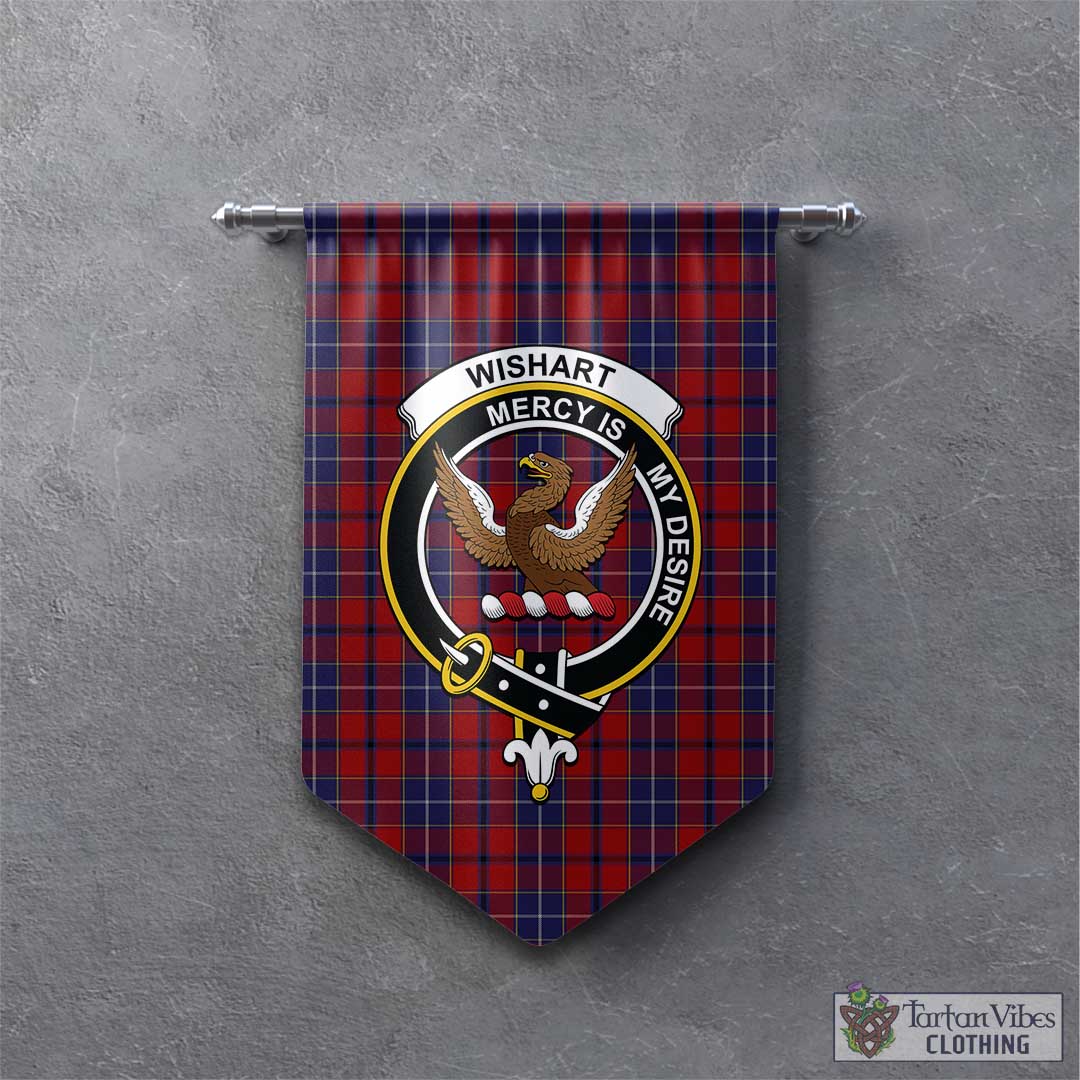 Tartan Vibes Clothing Wishart Dress Tartan Gonfalon, Tartan Banner with Family Crest